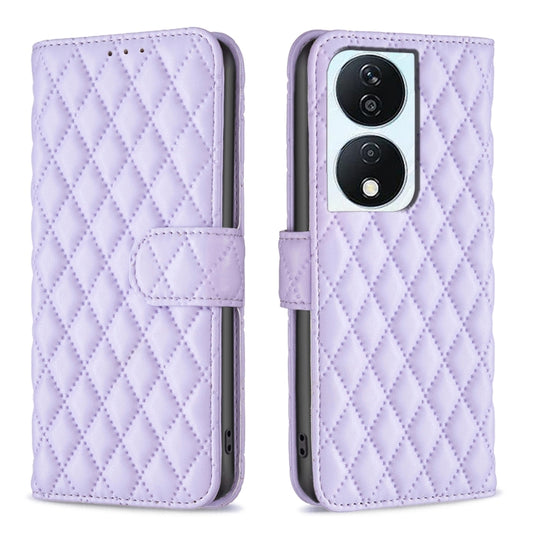 For Honor X7b Diamond Lattice Wallet Flip Leather Phone Case(Purple) - Honor Cases by buy2fix | Online Shopping UK | buy2fix