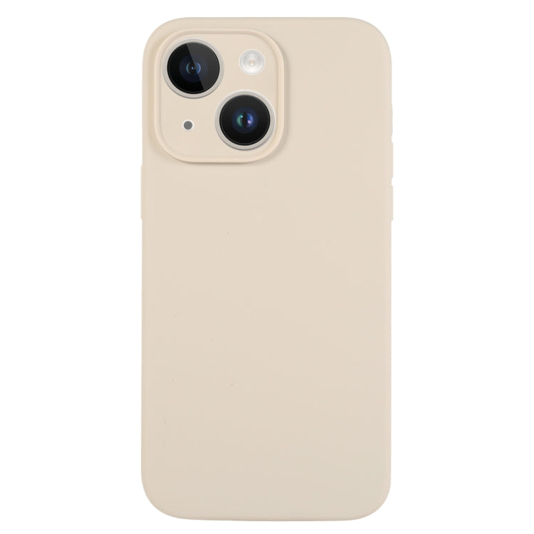 For iPhone 14 Pure Color Liquid Silicone Fine Pore Phone Case(Antique White) - iPhone 14 Cases by buy2fix | Online Shopping UK | buy2fix