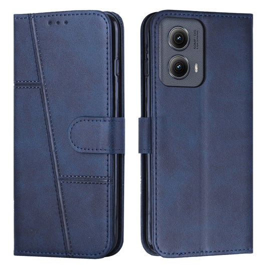 For Motorola Edge 2024 Stitching Calf Texture Buckle Leather Phone Case(Blue) - Motorola Cases by buy2fix | Online Shopping UK | buy2fix