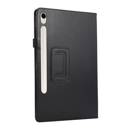 For Samsung Galaxy Tab S9 Ultra Litchi Texture Leather Tablet Case with Holder(Black) - Other Galaxy Tab PC by buy2fix | Online Shopping UK | buy2fix