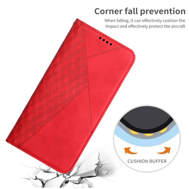 For Motorola Moto G Play 2024 Diamond Splicing Skin Feel Magnetic Leather Phone Case(Red) - Motorola Cases by buy2fix | Online Shopping UK | buy2fix