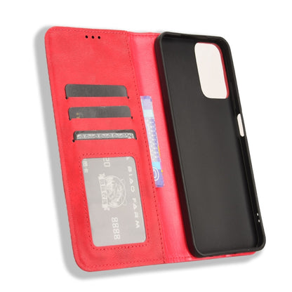 For Motorola Moto G Power 5G 2024 Magnetic Buckle Retro Texture Leather Phone Case(Red) - Motorola Cases by buy2fix | Online Shopping UK | buy2fix