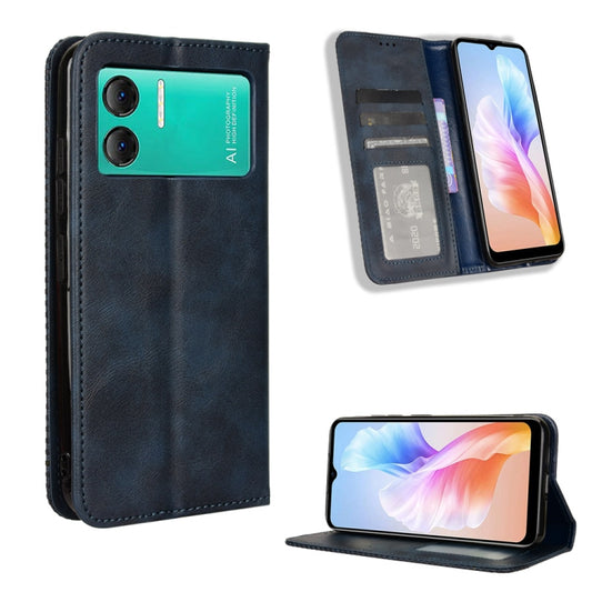 For Doogee X98 Magnetic Buckle Retro Texture Leather Phone Case(Blue) - More Brand by buy2fix | Online Shopping UK | buy2fix