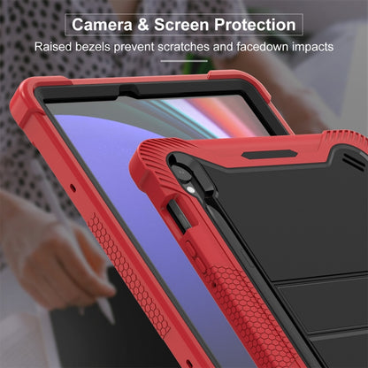 For Samsung Galaxy Tab S9 Shockproof Silicone Hybrid PC Tablet Case with Holder(Black + Red) - Galaxy Tab S9 Cases by buy2fix | Online Shopping UK | buy2fix