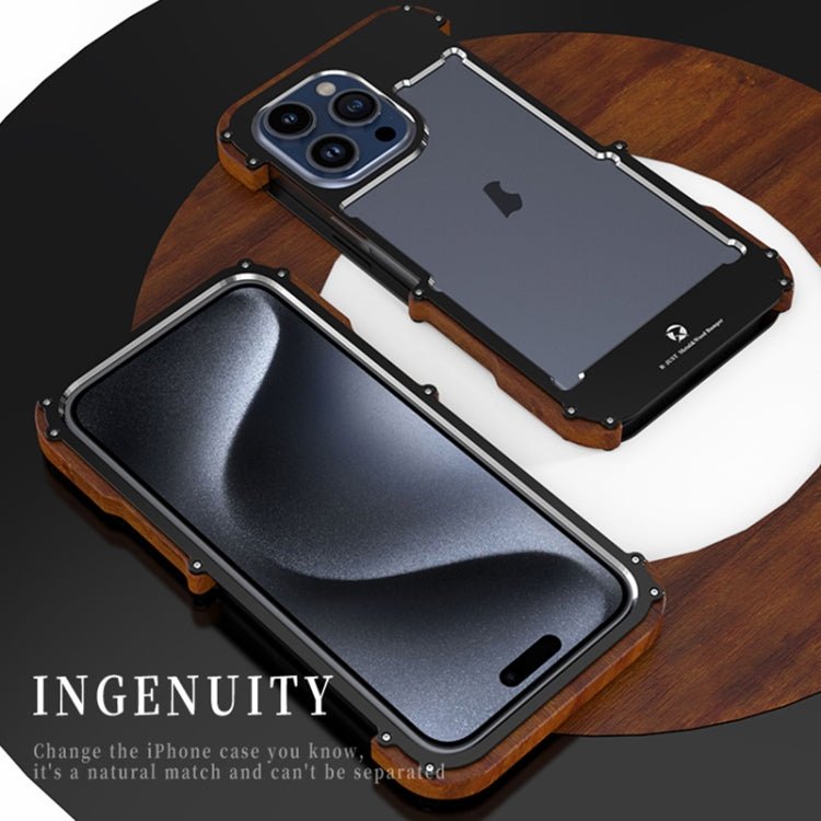 For iPhone 16 Pro Max R-JUST Ironwood Generation Metal Hybrid Wood Phone Case - iPhone 16 Pro Max Cases by R-JUST | Online Shopping UK | buy2fix