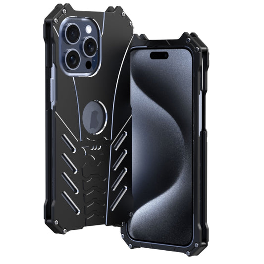 For iPhone 15 Pro R-JUST Batman Hollow Metal Phone Protective Case(Black) - iPhone 15 Pro Cases by R-JUST | Online Shopping UK | buy2fix