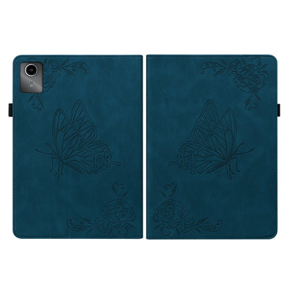 For Lenovo Tab M11/Xiaoxin Pad 11 2024 Butterfly Flower Embossed Leather Tablet Case(Blue) - Lenovo by buy2fix | Online Shopping UK | buy2fix