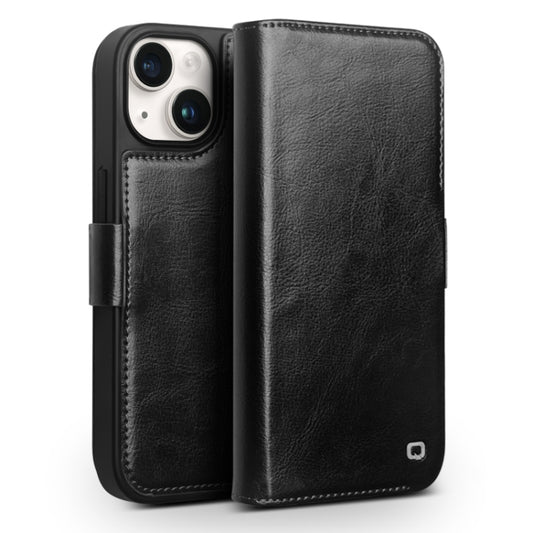 For iPhone 15 QIALINO Classic 103 Buckle Genuine Leather Phone Case(Black) - iPhone 15 Cases by QIALINO | Online Shopping UK | buy2fix