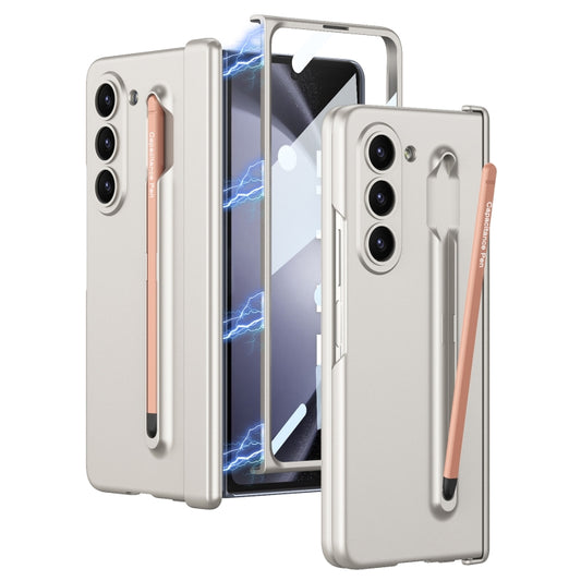 For Samsung Galaxy Z Fold5 5G GKK Integrated Fold Hinge Phone Case with Pen Slots, No Include Pen(Silver) - Galaxy Z Fold5 Cases by GKK | Online Shopping UK | buy2fix