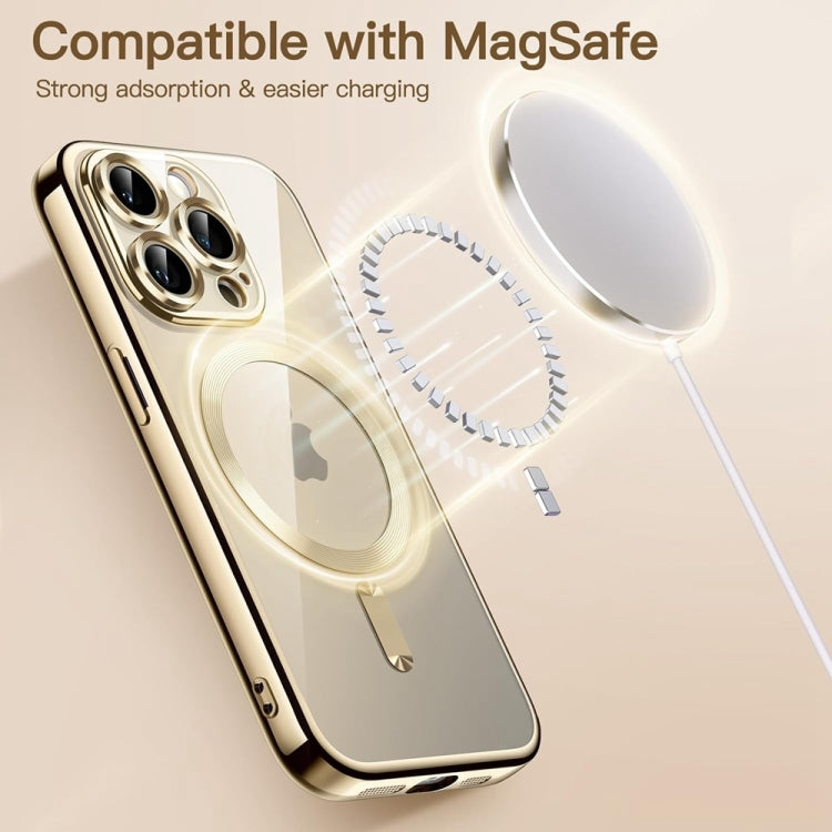 For iPhone 14 Pro Max Magsafe Magnetic Transparent Electroplated TPU Phone Case(Gold) - iPhone 14 Pro Max Cases by buy2fix | Online Shopping UK | buy2fix