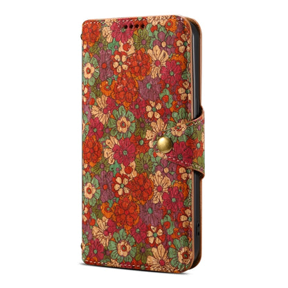 For iPhone 16 Pro Max Denior Flower Language Series Cork Fabric Oil Edge Leather Phone Case(Summer) - iPhone 16 Pro Max Cases by Denior | Online Shopping UK | buy2fix