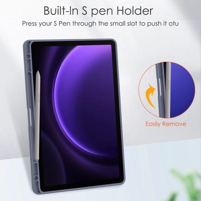 For Samsung Galaxy Tab S9 FE Acrylic 3-folding Smart Leather Tablet Case with Pen Slot(Lavender) - Galaxy Tab S9 FE by buy2fix | Online Shopping UK | buy2fix