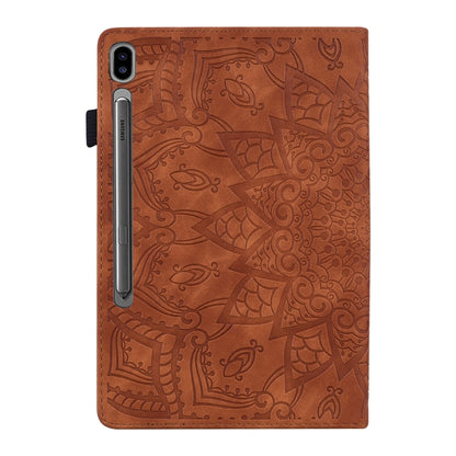 For Samsung Galaxy Tab S9 FE Calf Texture Embossed Leather Tablet Case(Brown) - Galaxy Tab S9 FE by buy2fix | Online Shopping UK | buy2fix