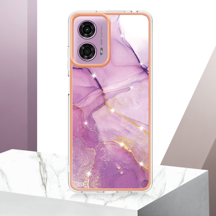 For Motorola Moto G24 4G / G04 4G Electroplating Marble Dual-side IMD Phone Case(Purple 001) - Motorola Cases by buy2fix | Online Shopping UK | buy2fix