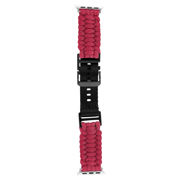 For Apple Watch Ultra 49mm Paracord Plain Braided Webbing Buckle Watch Band(Red) - Watch Bands by buy2fix | Online Shopping UK | buy2fix