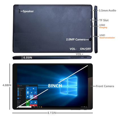 HSD8001 8 inch Tablet PC, 4GB+128GB, Windows 10, Intel Atom Z8350 Quad Core, Support Bluetooth & WiFi(Black) - Other by buy2fix | Online Shopping UK | buy2fix