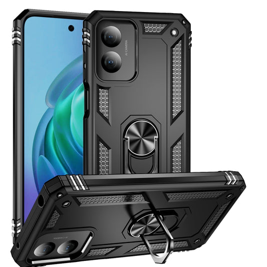 For Motorola Moto G Play 4G 2024 Shockproof TPU + PC Phone Case with Holder(Black) - Motorola Cases by buy2fix | Online Shopping UK | buy2fix