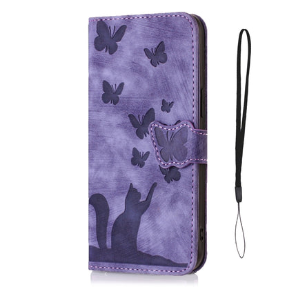 For Samsung Galaxy S23 Ultra 5G Butterfly Cat Embossing Flip Leather Phone Case(Purple) - Galaxy S23 Ultra 5G Cases by buy2fix | Online Shopping UK | buy2fix