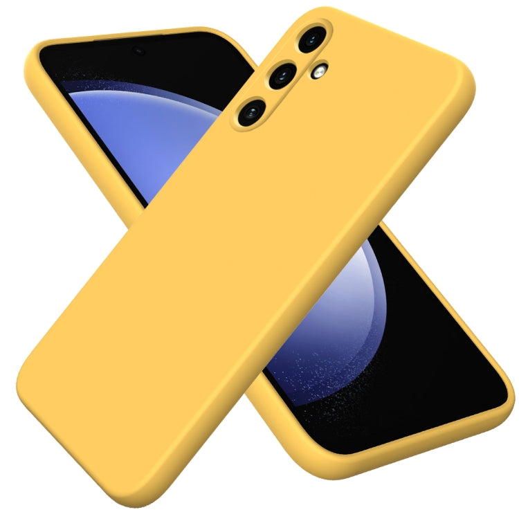 For Samsung Galaxy A55 5G Pure Color Liquid Silicone Shockproof Full Coverage Phone Case(Yellow) - Galaxy Phone Cases by buy2fix | Online Shopping UK | buy2fix