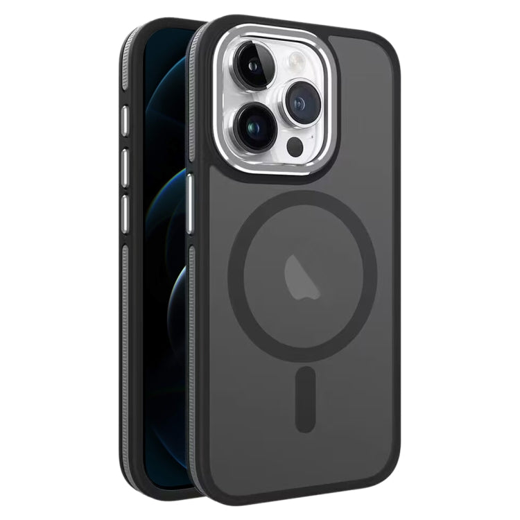 For iPhone 12 Pro Max Two-color Frosted MagSafe Magnetic Phone Case(Black) - iPhone 12 Pro Max Cases by buy2fix | Online Shopping UK | buy2fix