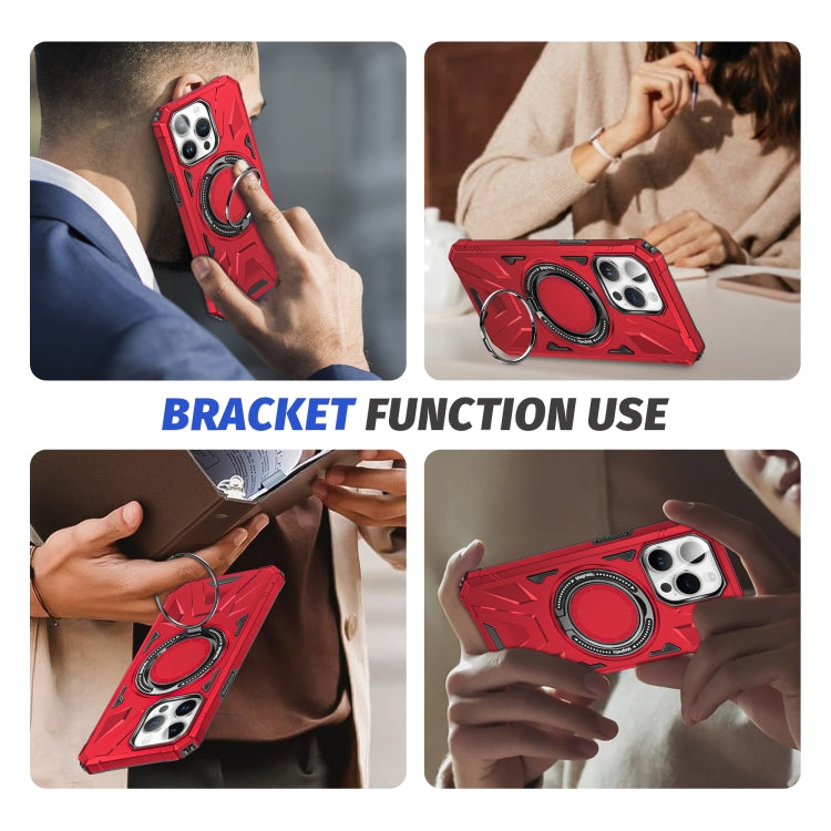 For iPhone 14/13 MagSafe Magnetic Shockproof Phone Case with Ring Holder(Red) - iPhone 14 Cases by buy2fix | Online Shopping UK | buy2fix