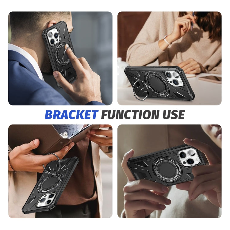 For iPhone 13 Pro Max MagSafe Magnetic Shockproof Phone Case with Ring Holder(Black) - iPhone 13 Pro Max Cases by buy2fix | Online Shopping UK | buy2fix