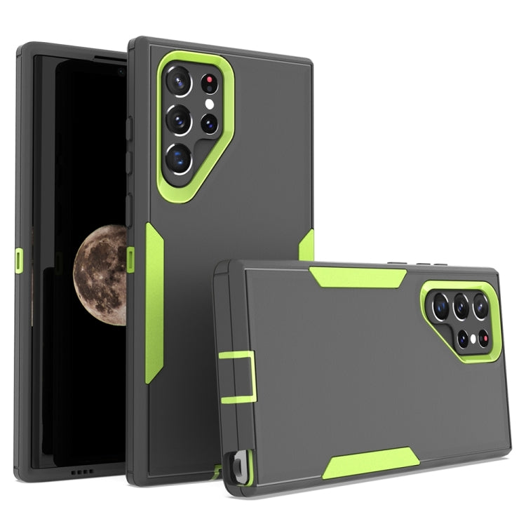 For Samsung Galaxy S22 Ultra 5G 2 in 1 Magnetic PC + TPU Phone Case(Gray+Fluorescent Green) - Galaxy S22 Ultra 5G Cases by buy2fix | Online Shopping UK | buy2fix