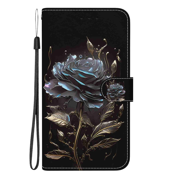 For Samsung Galaxy S22+ 5G Crystal Texture Colored Drawing Leather Phone Case(Black Rose) - Galaxy S22+ 5G Cases by buy2fix | Online Shopping UK | buy2fix