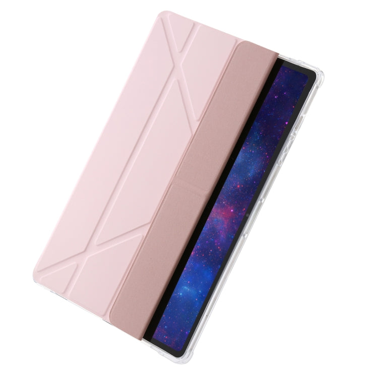 For Samsung Galaxy Tab S9 Clear Acrylic Deformation Leather Tablet Case(Pink) - Galaxy Tab S9 Cases by buy2fix | Online Shopping UK | buy2fix