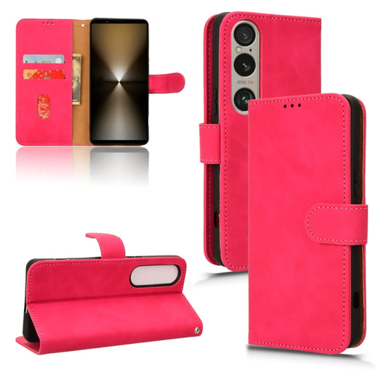 For Sony Xperia 1 VI 2024 Skin Feel Magnetic Flip Leather Phone Case(Rose Red) - Sony Cases by buy2fix | Online Shopping UK | buy2fix