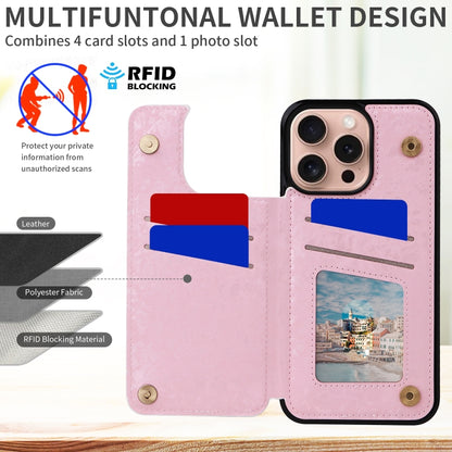 For iPhone 16 Pro Printed Double Buckle RFID Anti-theft Phone Case(Blossoming Flowers) - iPhone 16 Pro Cases by buy2fix | Online Shopping UK | buy2fix