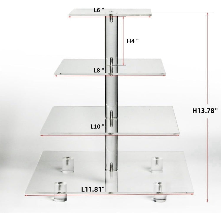 YX065 4 Tier Acrylic Square Cupcake Stand - Storage Boxes by buy2fix | Online Shopping UK | buy2fix