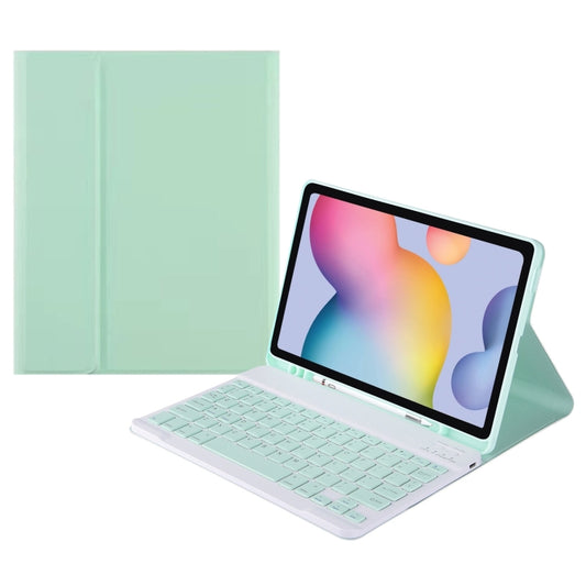 For Samsung Galaxy Tab S9 FE+ Square Cap Bluetooth Keyboard Leather Case with Pen Slot(Green) - Samsung Keyboard by buy2fix | Online Shopping UK | buy2fix