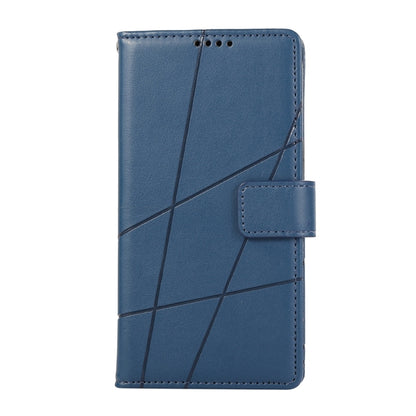 For Google Pixel 9 Pro PU Genuine Leather Texture Embossed Line Phone Case(Blue) - Google Cases by buy2fix | Online Shopping UK | buy2fix
