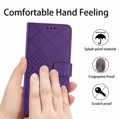 For iPhone 16e Rhombic Grid Texture Leather Phone Case(Purple) - iPhone 16e Cases by buy2fix | Online Shopping UK | buy2fix