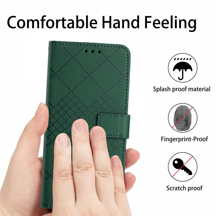 For iPhone SE 2024 Rhombic Grid Texture Leather Phone Case(Green) - More iPhone Cases by buy2fix | Online Shopping UK | buy2fix