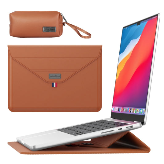 For 13/14 inch Envelope Holder Laptop Sleeve Bag with Accessories Bag(Brown) - Other by buy2fix | Online Shopping UK | buy2fix