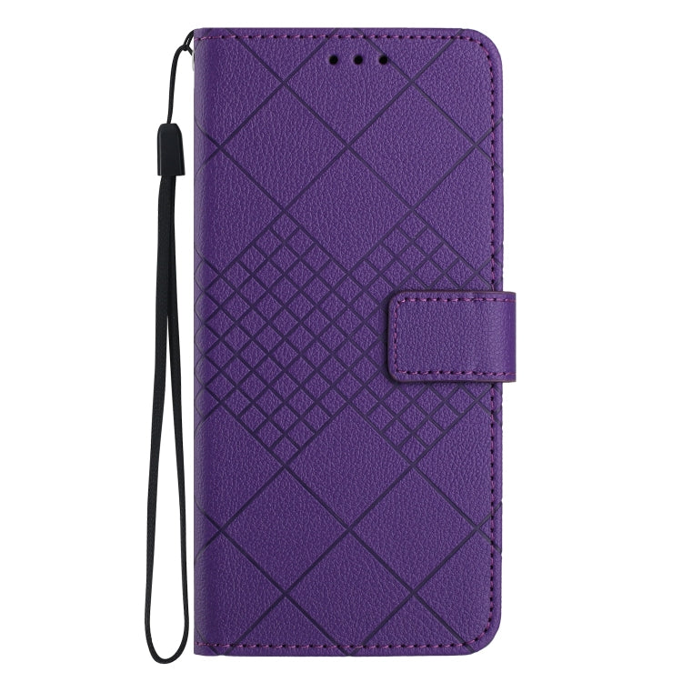 For vivo Y03 4G Rhombic Grid Texture Leather Phone Case(Purple) - vivo Cases by buy2fix | Online Shopping UK | buy2fix