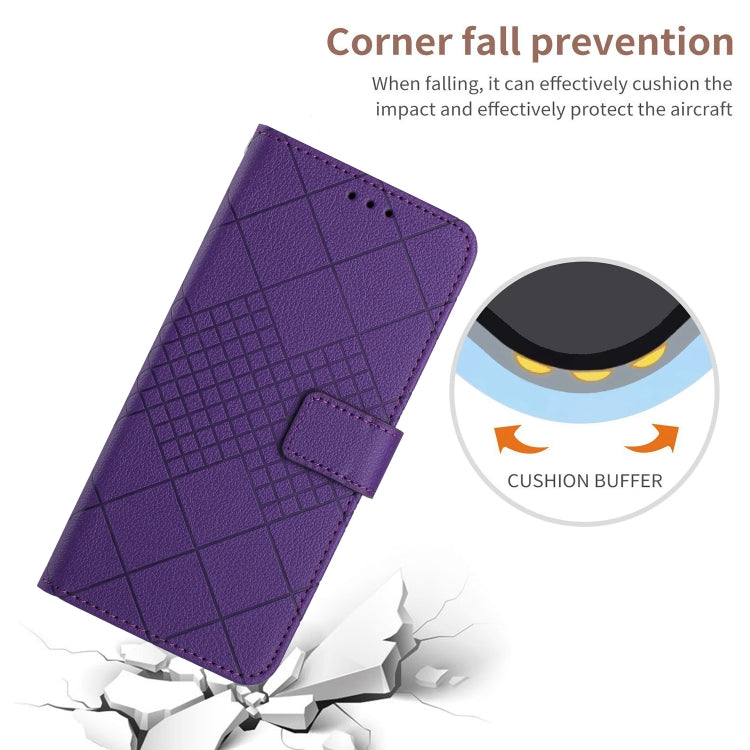 For vivo Y03 4G Rhombic Grid Texture Leather Phone Case(Purple) - vivo Cases by buy2fix | Online Shopping UK | buy2fix