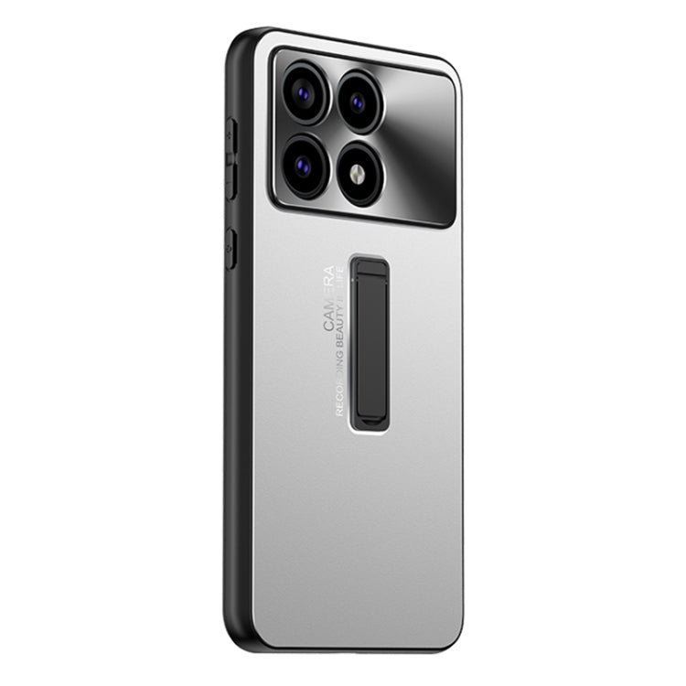 For Xiaomi Redmi K70 Pro Frosted Metal Hybrid TPU Holder Phone Case(Silver) - K70 Pro Cases by buy2fix | Online Shopping UK | buy2fix