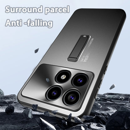 For Xiaomi Redmi K70 Frosted Metal Hybrid TPU Holder Phone Case(Black) - K70 Cases by buy2fix | Online Shopping UK | buy2fix