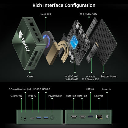 BMAX B6 Pro Windows 11 Mini PC, 16GB+512GB, Intel Core i5-1030NG7, Support 3 Monitors Output(EU Plug) - Windows Mini PCs by BMAX | Online Shopping UK | buy2fix
