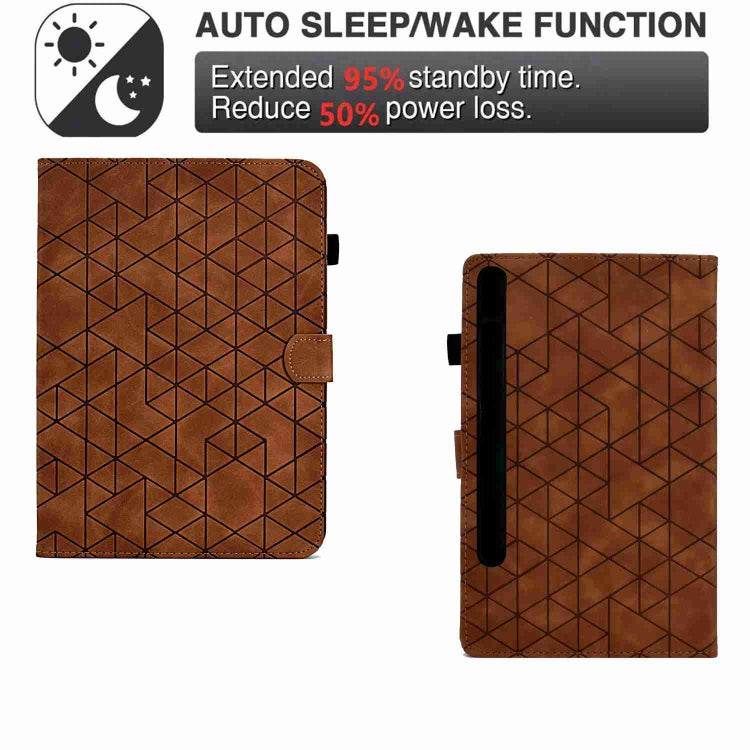 For Samsung Galaxy Tab S9 Rhombus TPU Smart Leather Tablet Case(Brown) - Galaxy Tab S9 Cases by buy2fix | Online Shopping UK | buy2fix