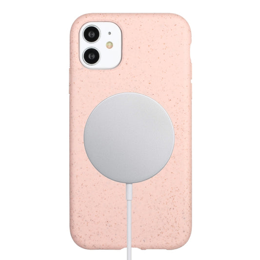 For iPhone 11 Wheat MagSafe Magnetic Straw Material + TPU Phone Case(Pink) - iPhone 11 Cases by buy2fix | Online Shopping UK | buy2fix