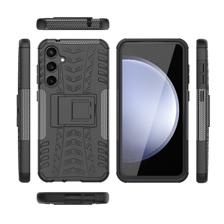 For Samsung Galaxy S23 FE 5G Tire Texture TPU + PC Phone Case with Holder(Black) - Galaxy S23 FE 5G Cases by buy2fix | Online Shopping UK | buy2fix