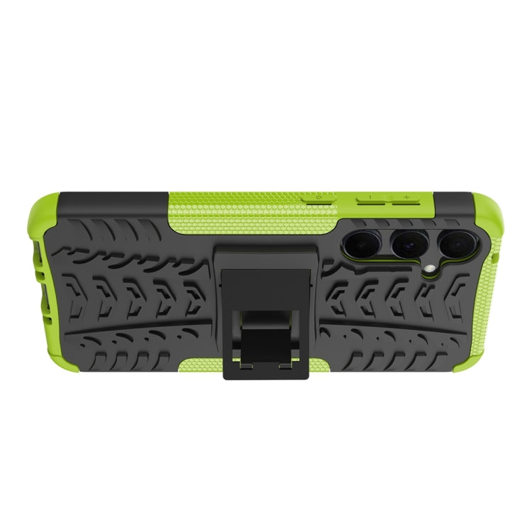 For Samsung Galaxy A35 5G Tire Texture TPU + PC Phone Case with Holder(Green) - Galaxy Phone Cases by buy2fix | Online Shopping UK | buy2fix