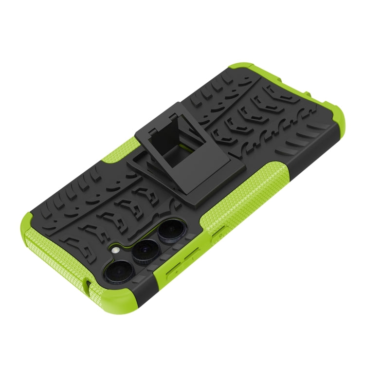 For Samsung Galaxy A55 Tire Texture TPU + PC Phone Case with Holder(Green) - Galaxy Phone Cases by buy2fix | Online Shopping UK | buy2fix