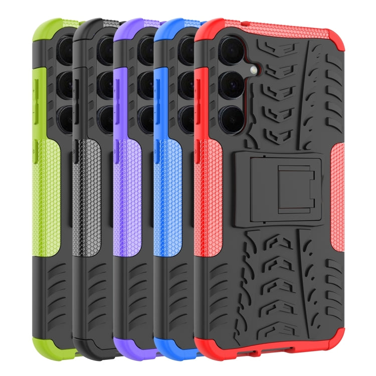 For Samsung Galaxy A55 Tire Texture TPU + PC Phone Case with Holder(Red) - Galaxy Phone Cases by buy2fix | Online Shopping UK | buy2fix