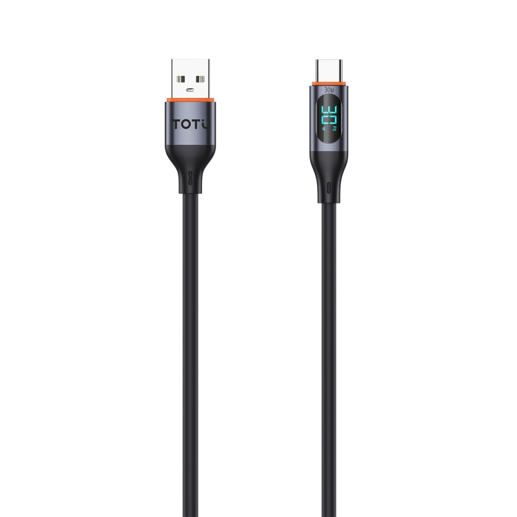 TOTU CB-7-T 30W USB to USB-C / Type-C Digital Display Fast Charging Silicone Cable, Length: 1m(Black) - USB-C & Type-C Cable by TOTUDESIGN | Online Shopping UK | buy2fix