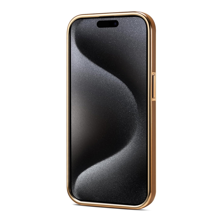 For iPhone 15 Pro Max Denior Fragrant Calf Texture Electroplating Phone Case(Khaki) - iPhone 15 Pro Max Cases by Denior | Online Shopping UK | buy2fix